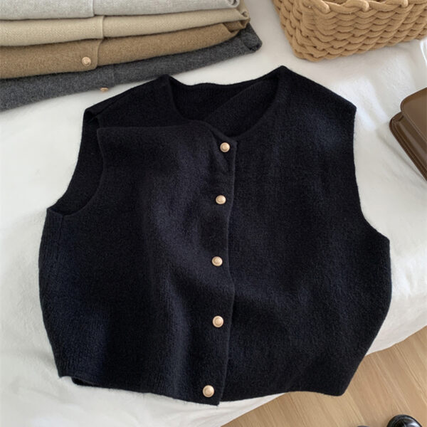 Women Cardigan Korean Elegant Knitted Sleeveless - Image 2