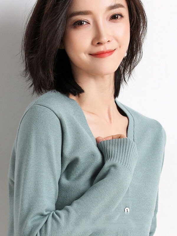 Women Cardigans Autumn Winter Single Breasted V-neck Knitted Sweater - Image 4