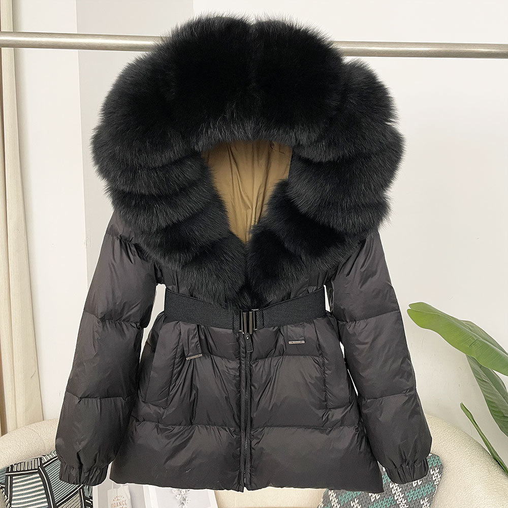 Women Natural Thick Warm 90% White Duck Down Coat Real Big Fox Fur Collar - Image 4