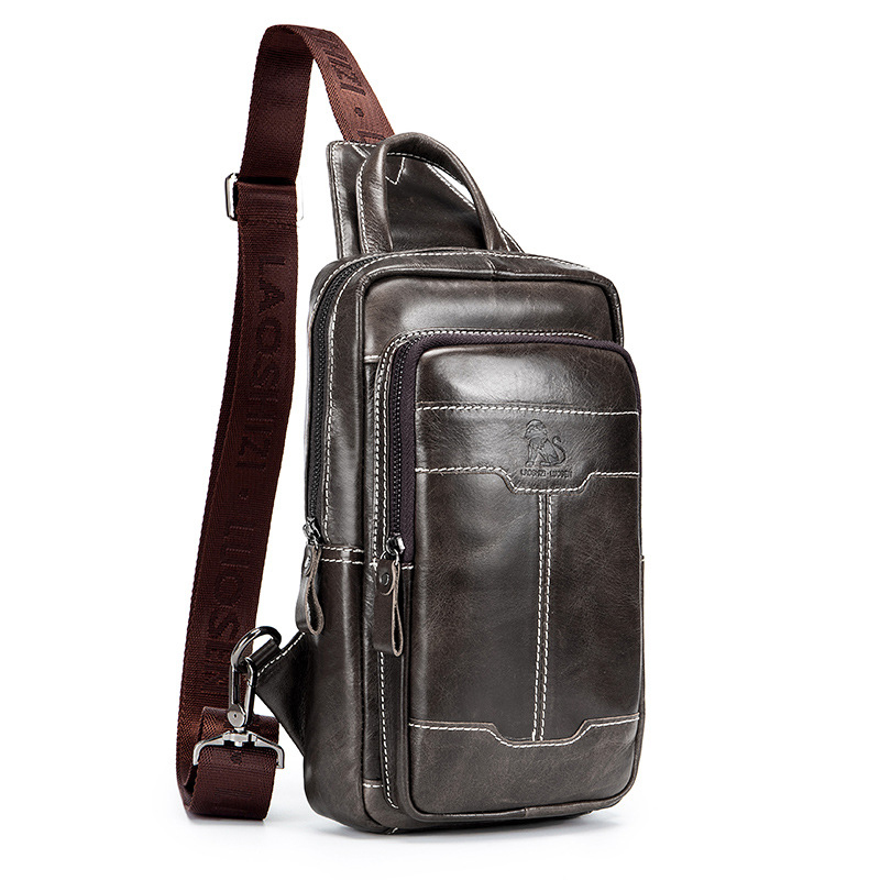 men's Genuine oil Leather chest bag