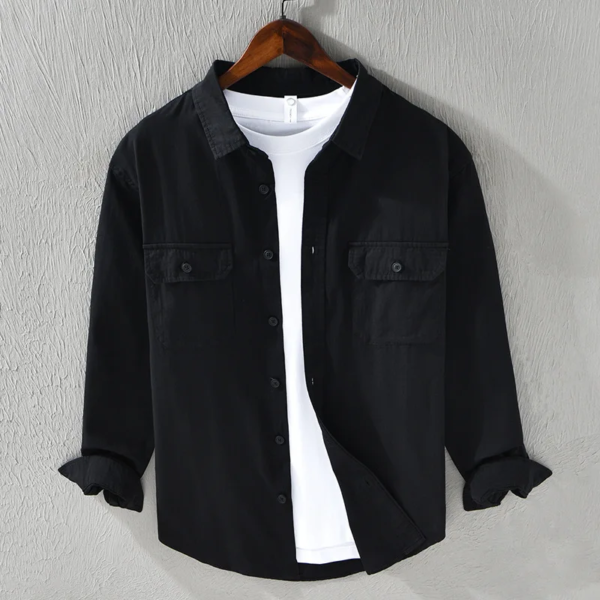 Men Simple Pure Cotton Casual Japanese Style Shirt - Image 3