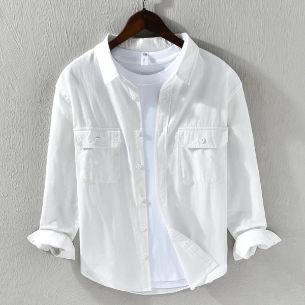 Men Simple Pure Cotton Casual Japanese Style Shirt - Image 4