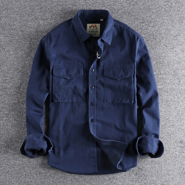 Men's Japan Style Retro Wash Work Shirt - Image 2