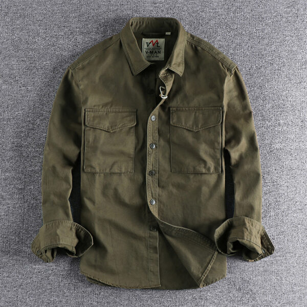 Men's Japan Style Retro Wash Work Shirt - Image 3