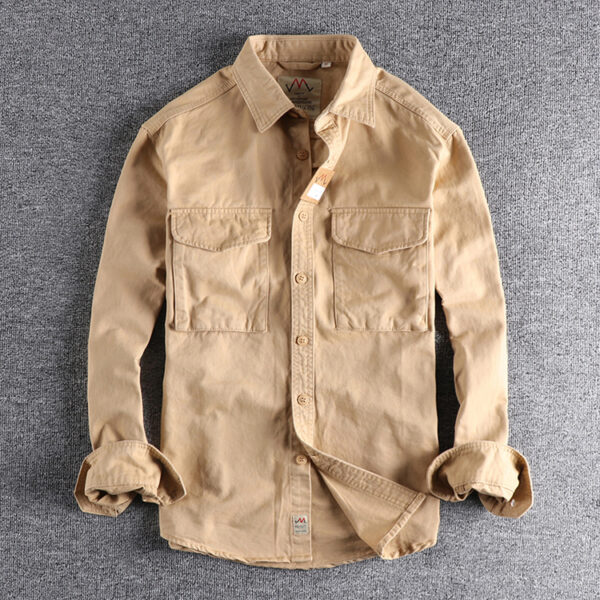 Men's Japan Style Retro Wash Work Shirt - Image 4